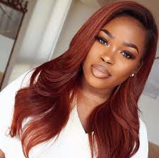 Auburn hair color is perfect for autumn but will also work for any other season as it can brighten a woman's appearance and also boost her confidence. Black Girl Red Hair Red Ombre Lace Wig Copper Hair Colorful Hair Hair Color Auburn Hair Color For Black Hair Hair Styles