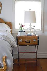 If you're going to be dining on the couch or in a chair, you'll want a classic tray table. Tv Tray Nightstand Table Vintage Luggage On Tv Tray Nightstand Love It Cheap Cute Furniture Old Suitcases Home Decor