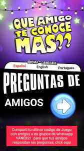Ver más ideas sobre preguntas para whatsapp, encuestas para whatsapp, cuestionarios para whatsapp. Test Amigos Preguntas Para Amigos For Android Apk Download