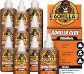 Gorilla Original Gorilla Glue, Brown, Waterproof Polyurethane Glue, 2 Ounce (Pack of 10) - Expands Into Materials, All Purpose