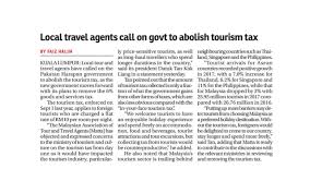 The ministry of finance and the royal malaysian customs department yesterday issued new tourism tax newsletter no 1, 2017, that will take effect on august 1, 2017. Local Travel Agents Call On Govt To Abolish Tourism Tax Matta
