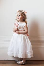 White Ivory Flower Girl Dress Party Christening Holy Communion Dress With Pale Pink Silk Sash By Matchimony Pink Flower Girl Dresses Flower Girl Dresses Kids Bridesmaid Dress