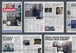 In terms of paper size, a tabloid is about the size of a large magazine, with a depth of around 14 the precise paper size can very slightly, depending on the nation and the newspaper involved. Tabloid Newspaper Layout Buy This Stock Template And Explore Similar Templates At Adobe Stock Adobe Stock
