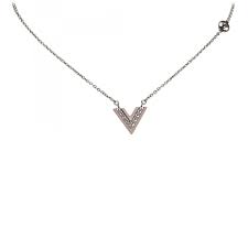 Shop gold & silver necklace jewelry. Louis Vuitton Vintage Lacquer Essential V Necklace Silver Lv Necklace Luxury High Quality Avvenice
