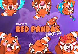 6 Cute Red Pandas Twitch Discord And Youtube Emotes Pack 2 In 2020 Red Panda Panda Cute