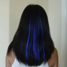 Blue Extensions Go Great With Black Hair Blue Hair Extensions Blue Hair Color Highlights Dyed Hair Blue