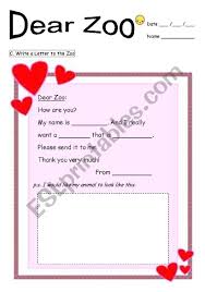 Dear Zoo Esl Worksheet By Biojames