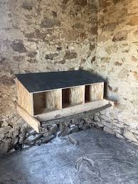 Pondoir A Poules En Osb Ardoise Palette Et Bois Naturel En Guise De Perchoir En 2020 Pondoir Poulailler Construire Un Poulailler Perchoir Poule