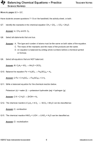 The answers to the questions can be found separate worksheets so that you can fill them out and check your work. Balancing Chemical Equations Practice Pdf Free Download