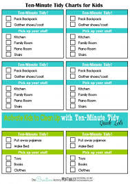 Printable Ten Minute Tidy Charts Onecreativemommy Com