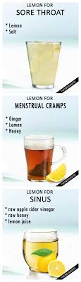 Home Remedies Using Lemon Menstrual Cramps Sore Throat And More Natural Home Remedies Health Remedies Sick Remedies