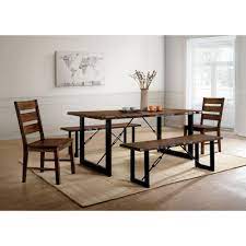 William S Home Furnishing Dulce Walnut And Black Industrial Style Dining Table Cm3604t The Home Depot Industrial Style Dining Table Rustic Dining Table Set Dining Table