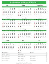 Intip kalender libur 2021 untuk merencanakan liburan. School Holidays Bali 2020 2021 Academic Calendar Bali 2020 2021