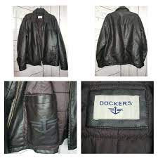 Dockers Classic Faux Leather Jacket Brown Men Xl Dockers Logo Pocket Inside Dockers Quilted Casual Brown Leather Jacket Faux Leather Jackets Leather Jacket