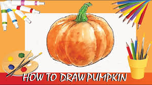 How To Draw Pumpkin Step By Step Water Color Pumpkin Drawing Drawings Pastel Colors