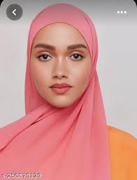 georgette peach hijab dupatta