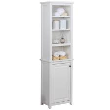 The freestanding design and measurements (15d x 18'' w x 67.62'' h). Dorset Bathroom Storage Tower With Open Upper Shelves And Lower Cabinet Alaterre Furniture Target