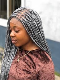 Braided wig. Gray wig .