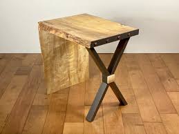 In Stock Live Edge Waterfall End Table Modern Industrial Etsy In 2020 Live Edge Wood Table Industrial Side Table Modern End Tables