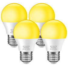 Minger Bug Light Bulb Yellow Led Bulbs Amber Bug Free Light Bulb Outdoor Porch Lights Led Warm Bulb 40w Equivalent 5w 550lumens E26 E27 Outdoor Lighting Lamp For Patio Hallway Garage 4 Pack
