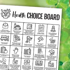 Health Choice Board For Distance Learning In 2020 Choice Boards Distance Learning Student Choice