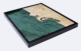 San Diego Wood Carved Topographic Depth Chart Map In 2019