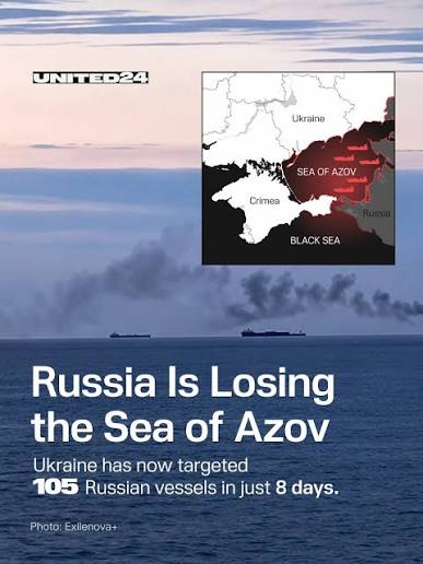 The Sea of Azov is becoming an increasingly uncomfortable place for Russia. Ukraine's Unmanned Systems Forces report at least 105 Russian vessels struck in just eight days. And that's only one part