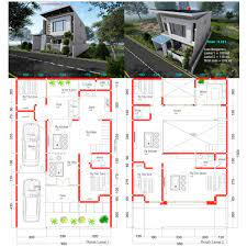 Sketsa hunian minimalis tipe 36. Desain Rumah Minimalis 2 Lantai 9 5x15 Meter 5 Kamar Tidur Shopee Indonesia