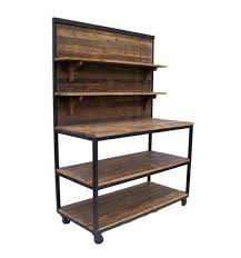 Console Etablie Industrielle Vintage En Bois Et Fer Avec Roulettes Mobilier De Salon Bois Et Fer Console Industriel