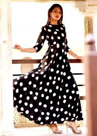 Black Big Dotted Print Dress Polka Dot Maxi Dresses Party Wear Dresses Style Maxi Dress