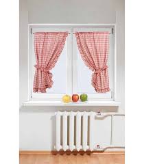 Voilage boudoir beige et écru. Rideau Bonne Femme A Petits Carreaux Rouge Et Volant