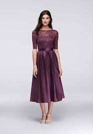 David S Bridal David S Bridal Style Wbm1121 Purple Mother Of The Bride Dress Tea Length Dresses Bride Dress Half Sleeve Dresses