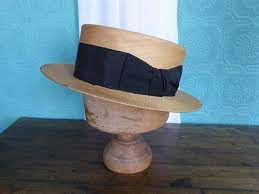 Large Vintage French Straw Boater By Parisian Maker Belle Etsy Straw Boater Boater French Vintage