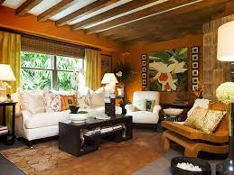 Tropical Orange Living Room With Asian Accents Tropical Living Room Living Room Orange Beige Living Rooms