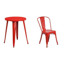 Flash Furniture 24 Round Red Metal Indoor Outdoor Table Set With 2 Cafe Chairs Best Dining Table Outdoor Table Settings Indoor Outdoor Chair Flash Furniture