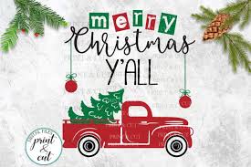 Download Merry Christmas Y All Truck Svg Dxf Files For Vinyl Htv Cut By Kartcreation Thehungryjpeg Com