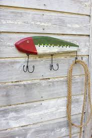 Wooden Fishing Lure Coat Hook Green Scale Diy Fishing Decor Fishing Decor Wooden Fish