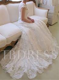 Cap Sleeves Button Bowknot Lace Wedding Dress Affordable Bridal Dresses Affordable Wedding Gown Custom Wedding Gown