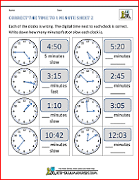 telling time worksheets grade 4 to the nearest minute