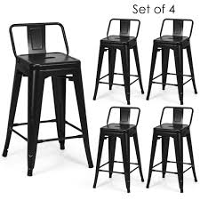 Check spelling or type a new query. Costway Set Of 4 Low Back Metal Counter Stool 24 Seat Height Industrial Bar Stools Gunblack Best Buy Canada