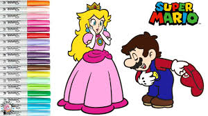 Color splash • paper mario: Super Mario Bros Coloring Book Page Princess Peach And Mario Toad And Toadette Youtube