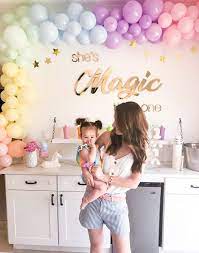 Rainbow First Birthday Party Ideas Celebration Stylist Popular Party Plan Rainbow First Birthday Rainbow Themed Birthday Party 1st Birthday Party For Girls