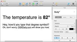 You can use the =char (176) to get the degree symbol in a cell in excel. How To Type Degree Temperature Symbol In Mac Os X Osxdaily