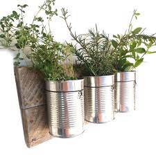 reclaimed wood hanging planter aluminum can garden etsy wall planters indoor easy plant