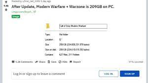 Call Of Duty Modern Warfare Warzone File Size Is 209gb On Pc After Update Making Players Angry Modern Warfare Call Of Duty Warfare
