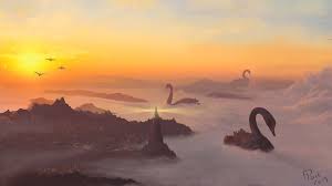 See more ideas about fantasy landscape, concept art, environment concept art. Artstation Concept Art Fantasy Landscape Swans On A Cloud Sea Adrien Perrier