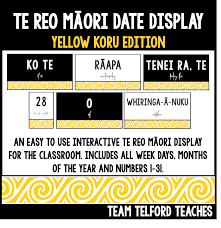 Te Reo Maori Date Display Yellow Koru Student Encouragement Teacher Lessons School Resources