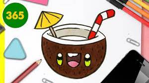 Pour imprimer un coloriage kawaii nourriture cliquez dessus : Comment Dessiner Un Cocktail De Noix De Coco Kawaii Dessins Kawaii Faciles Dessiner Des Aliments Youtube