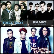 24 x 36 this versatile and affordable poster delivers sharp, clean images and a high degree of color accuracy. Fall Out Boy Panic At The Disco And My Chemical Romance Emo Trinity Emo Music My Chemical Romance Music Bands