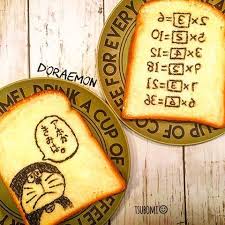 一度描きたくて へったくそーーー 朝ごパン 暗記パン アレンジトースト 食パン チョコペン トーストアート お絵かきパン 落書き キャラフード おうちかふぇ ドラえもん doraemon kyarafood instagood doraemon